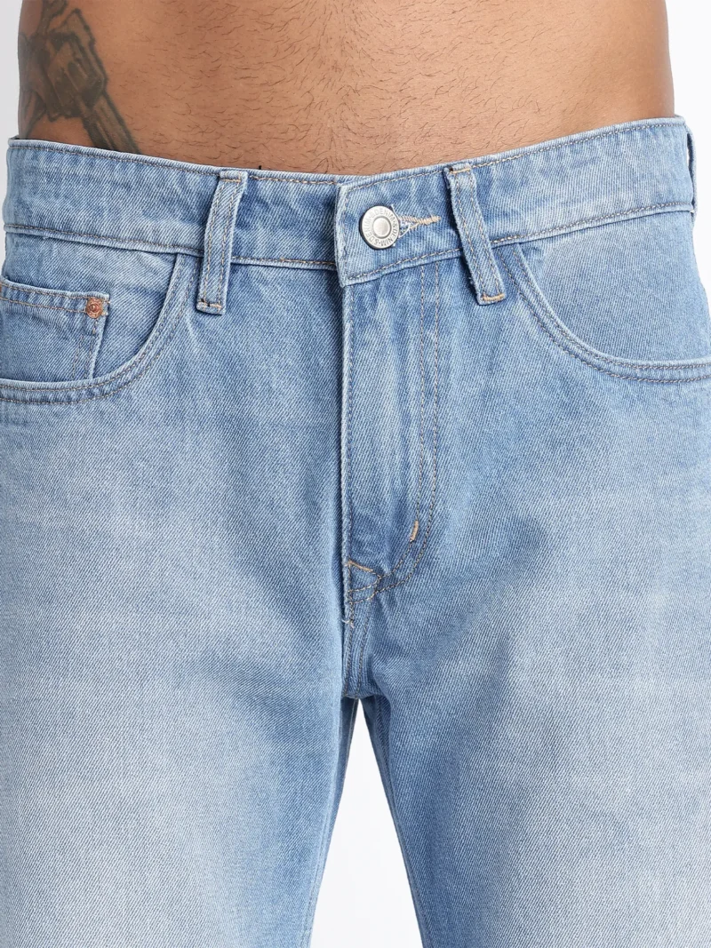 Light Blue Washed Straight Fit Denim Jeans