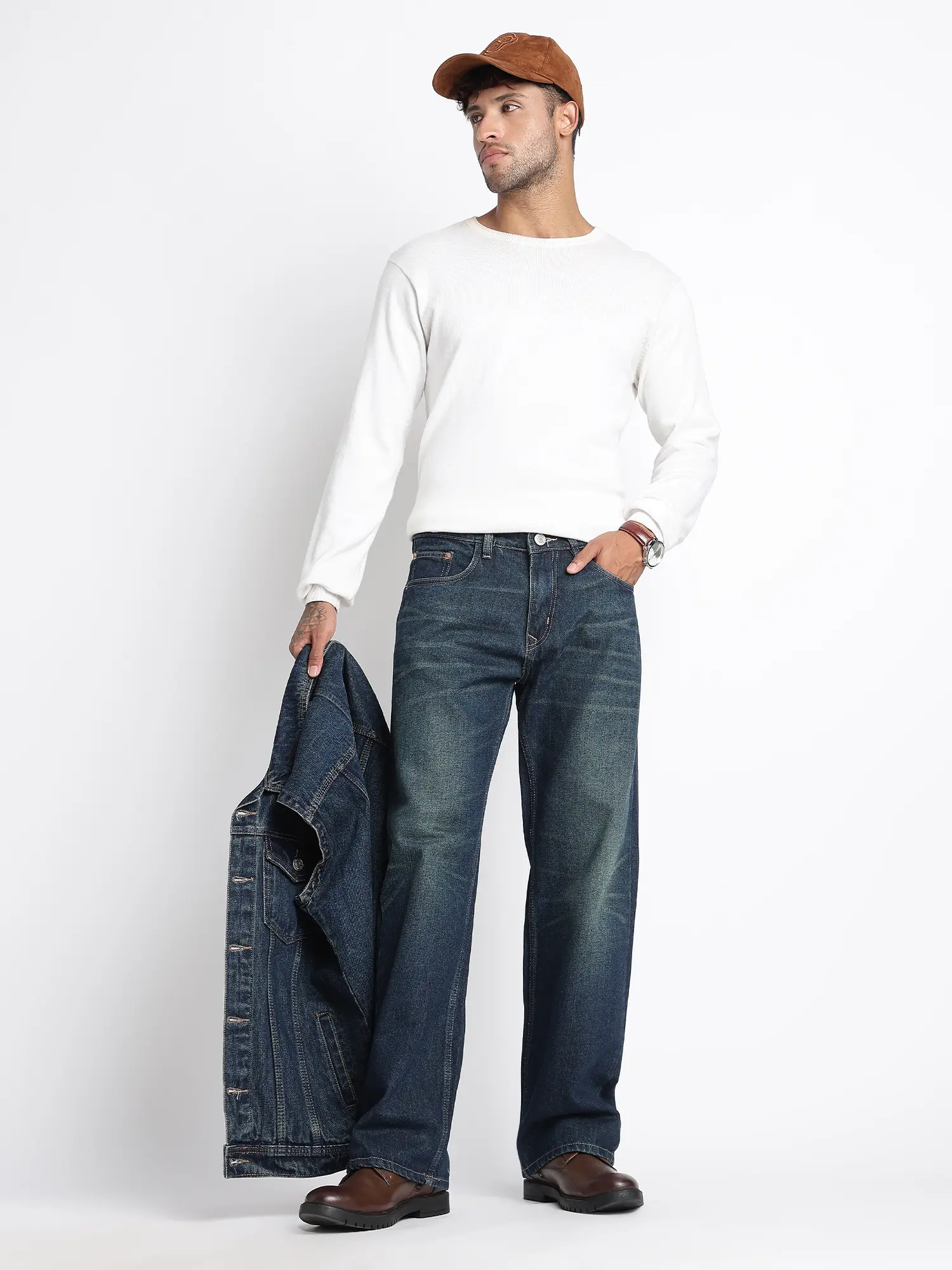 Vintage Indigo Straight Fit Denim Jeans