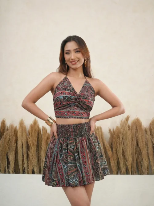 Paisley Print Co-ord Set Charcoal