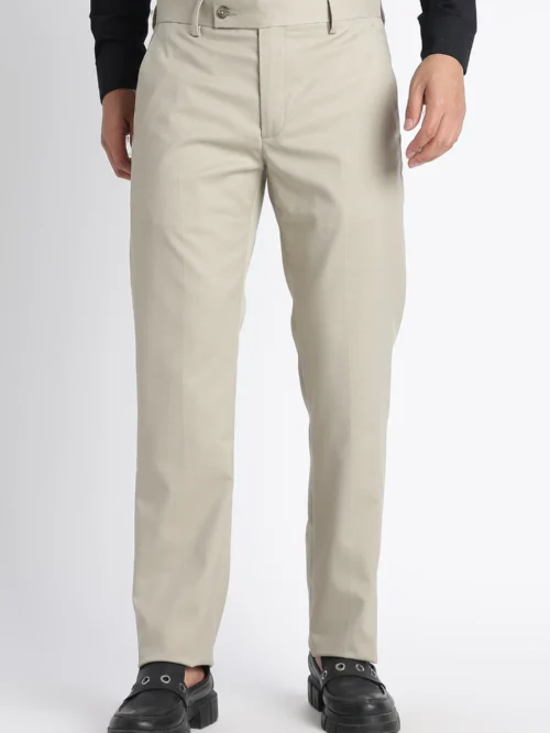 Stone Beige Slim Fit Trousers