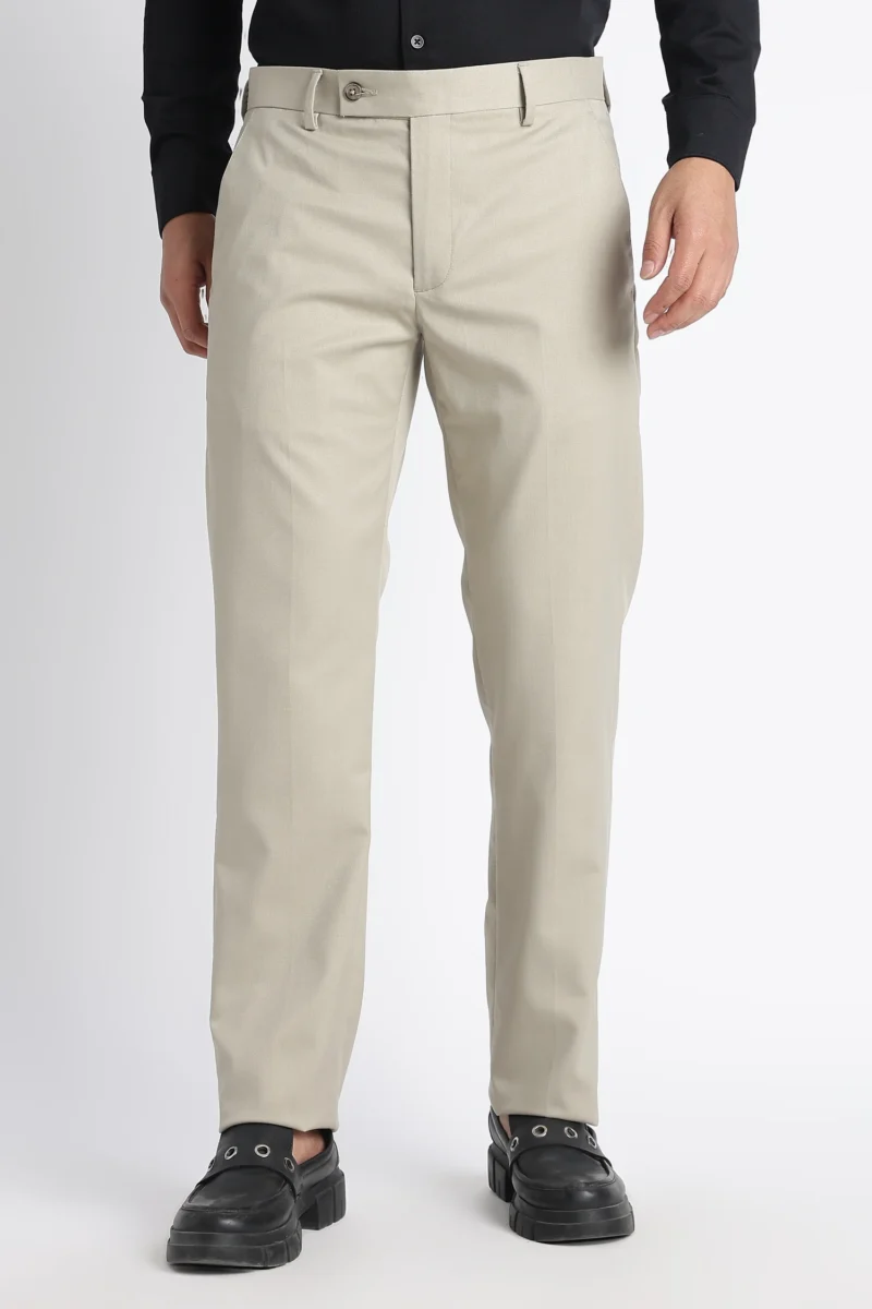 Stone Beige Slim Fit Trousers