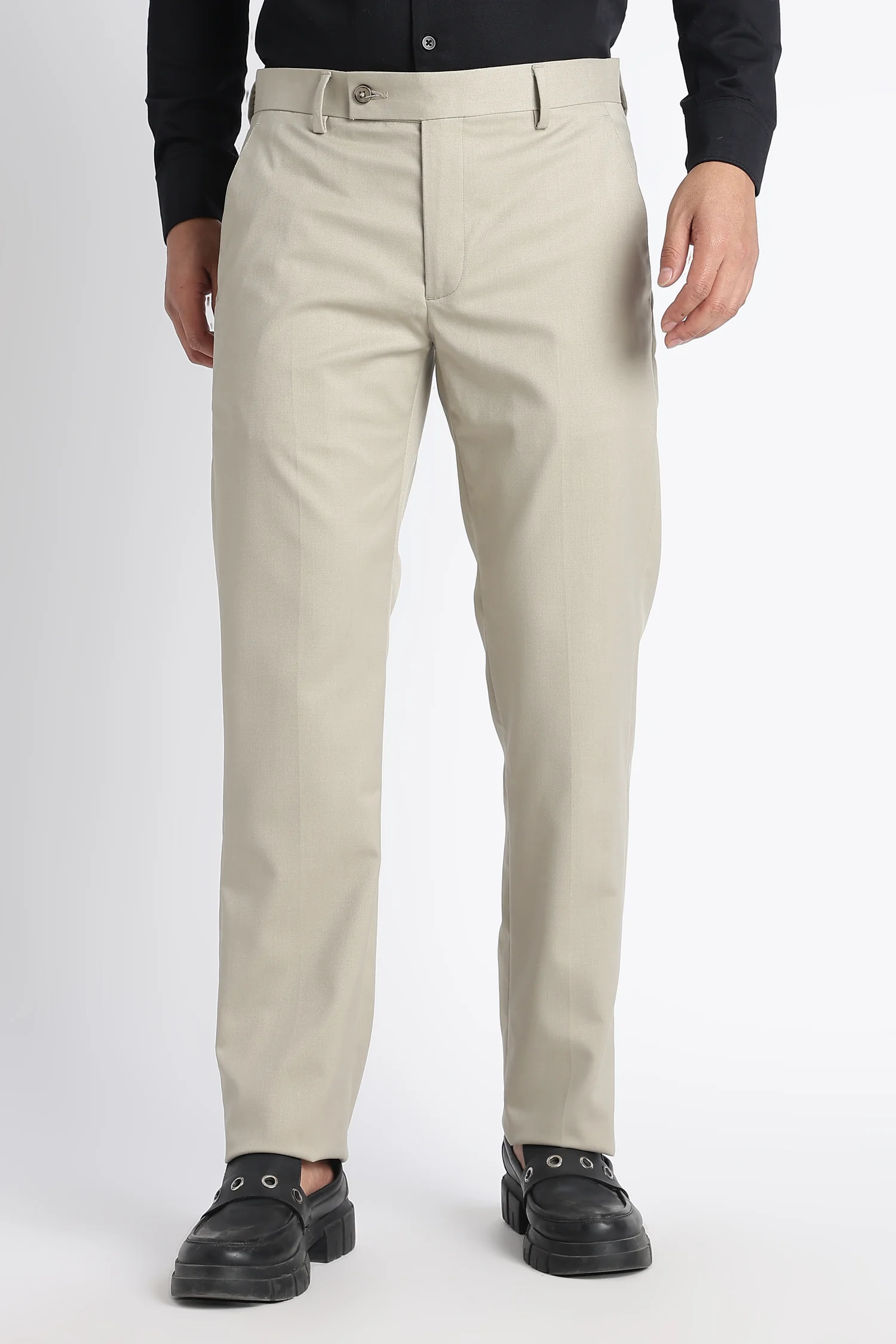 Stone Beige Slim Fit Trousers