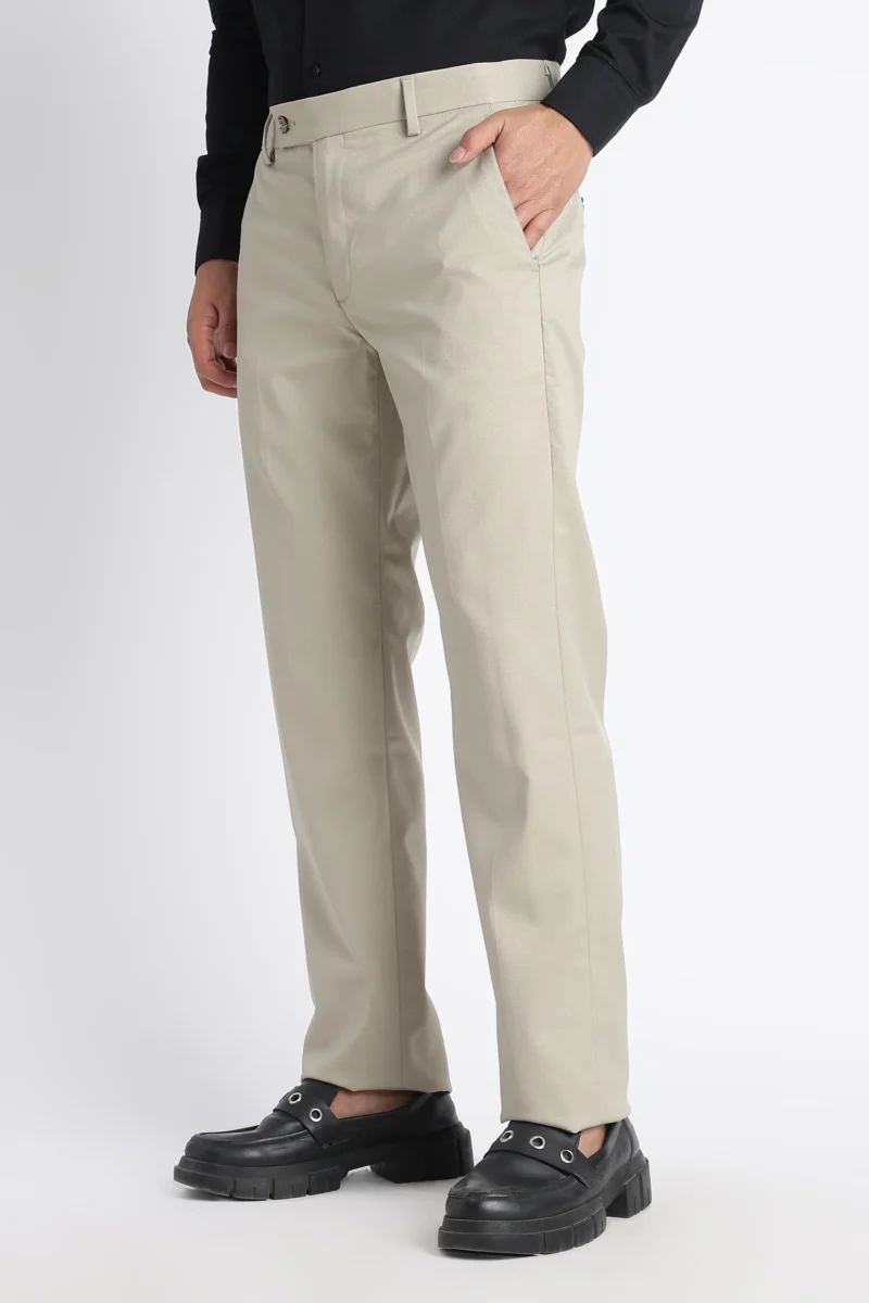 Stone Beige Slim Fit Trousers