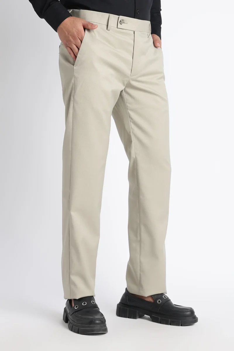 Stone Beige Slim Fit Trousers