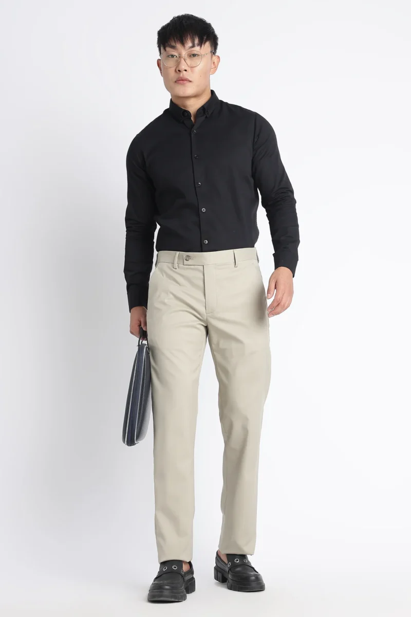 Stone Beige Slim Fit Trousers