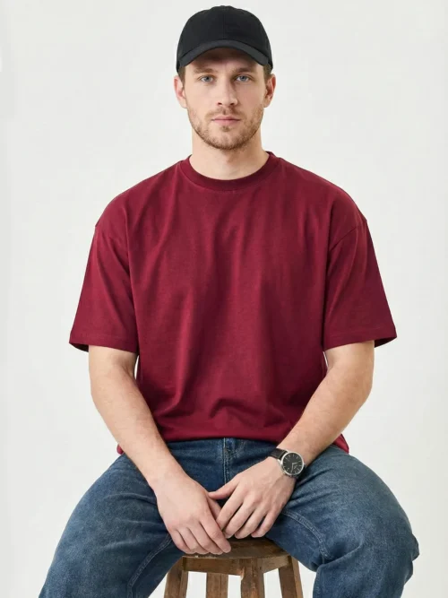 Maroon Oversized Fit T-shirt 180 GSM