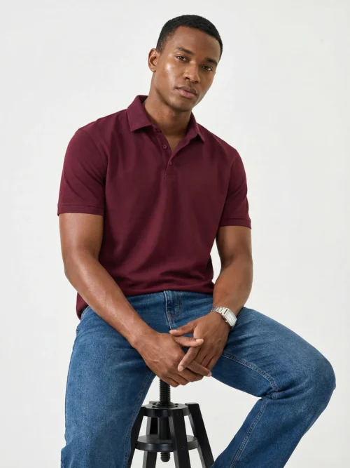 Slim Fit Polo T-shirt Maroon