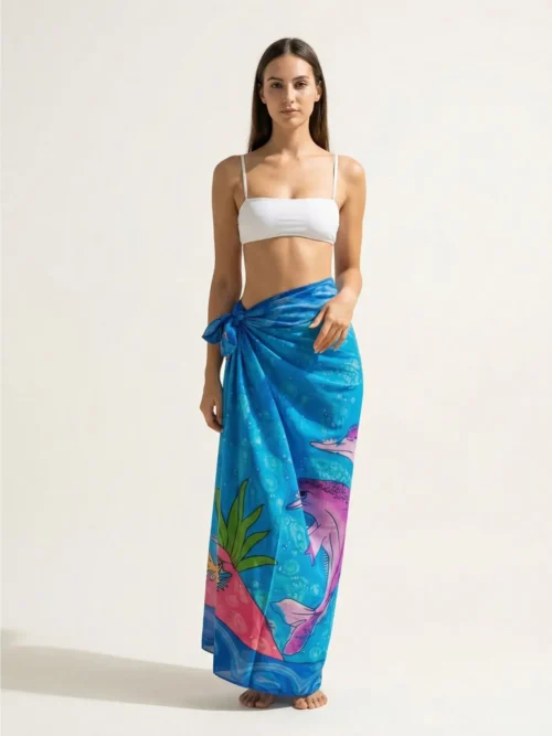 Ocean Print Beach Sarong – Azure Blue