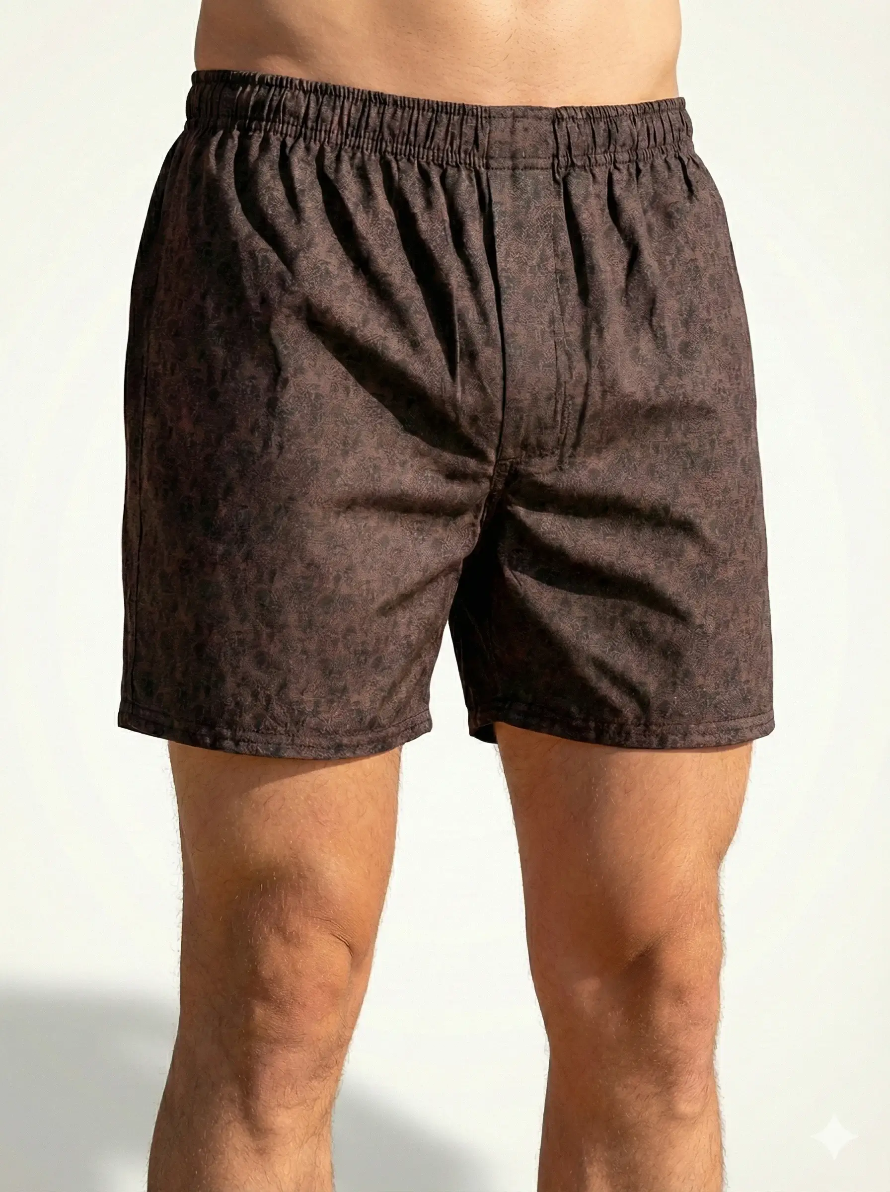 Relaxed Fit Printed Shorts - Cocoa Brown